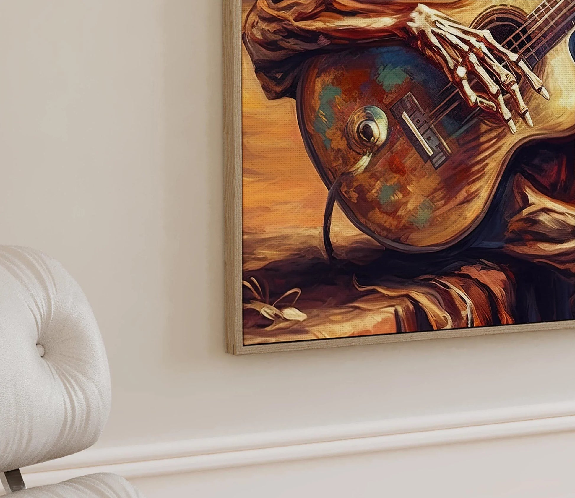 Mexican Cowboy Skeleton Guitarist Art Print Latino Art Chicano art Mexican Art Calavera Art Large Canvas Wall Art – Canvas Print