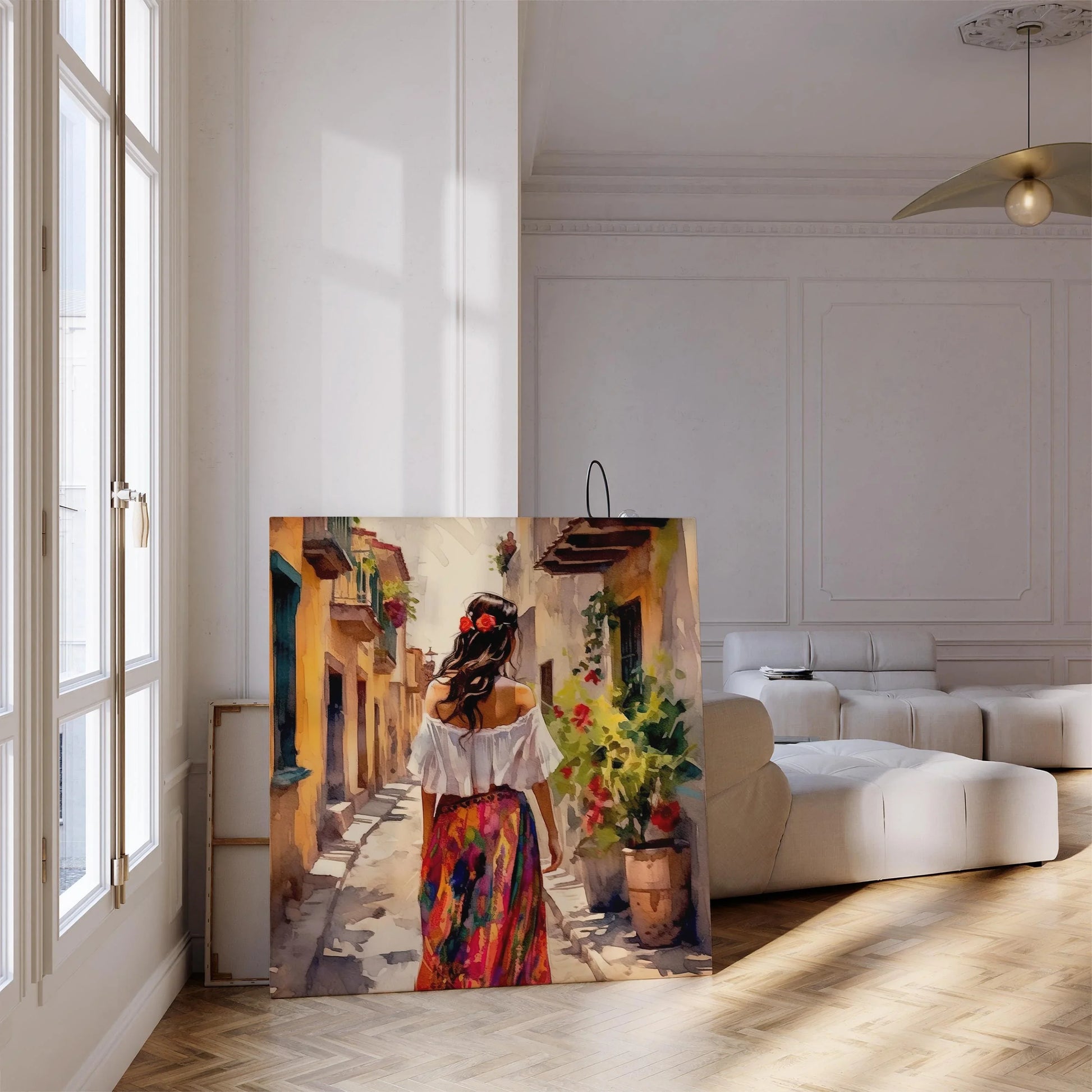 Mexican Woman Watercolor Painting Large Canvas Mexican Art Poster Wall Art Decor Colorful Art Print Mexican Art, Mexican Home Decor Wall Art – Canvas Print