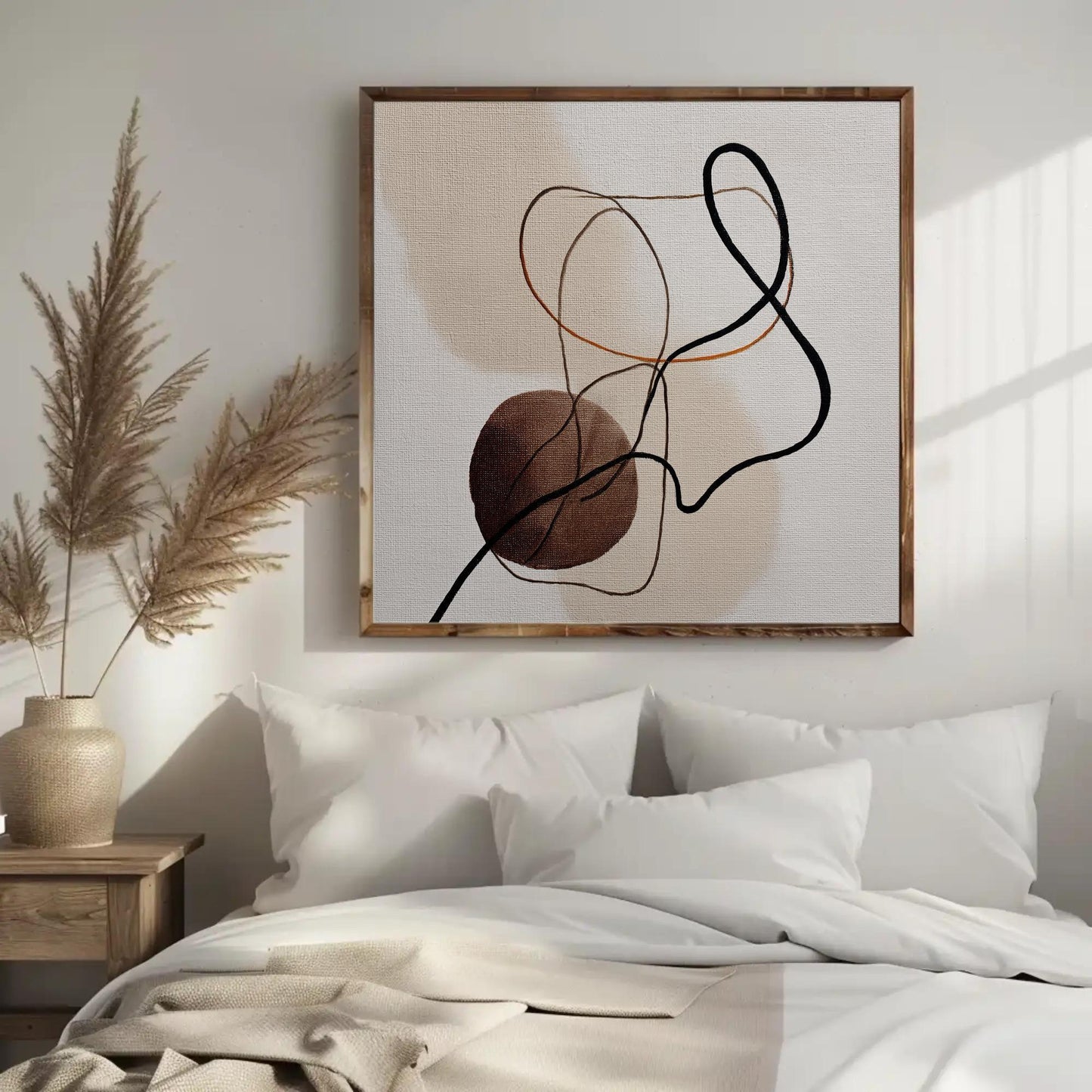 Minimalist Abstract Art | Modern Line Drawing Canvas Print | Japandi Wall Decor | Neutral Earth Tone Print for Office Wall Art – Canvas Print