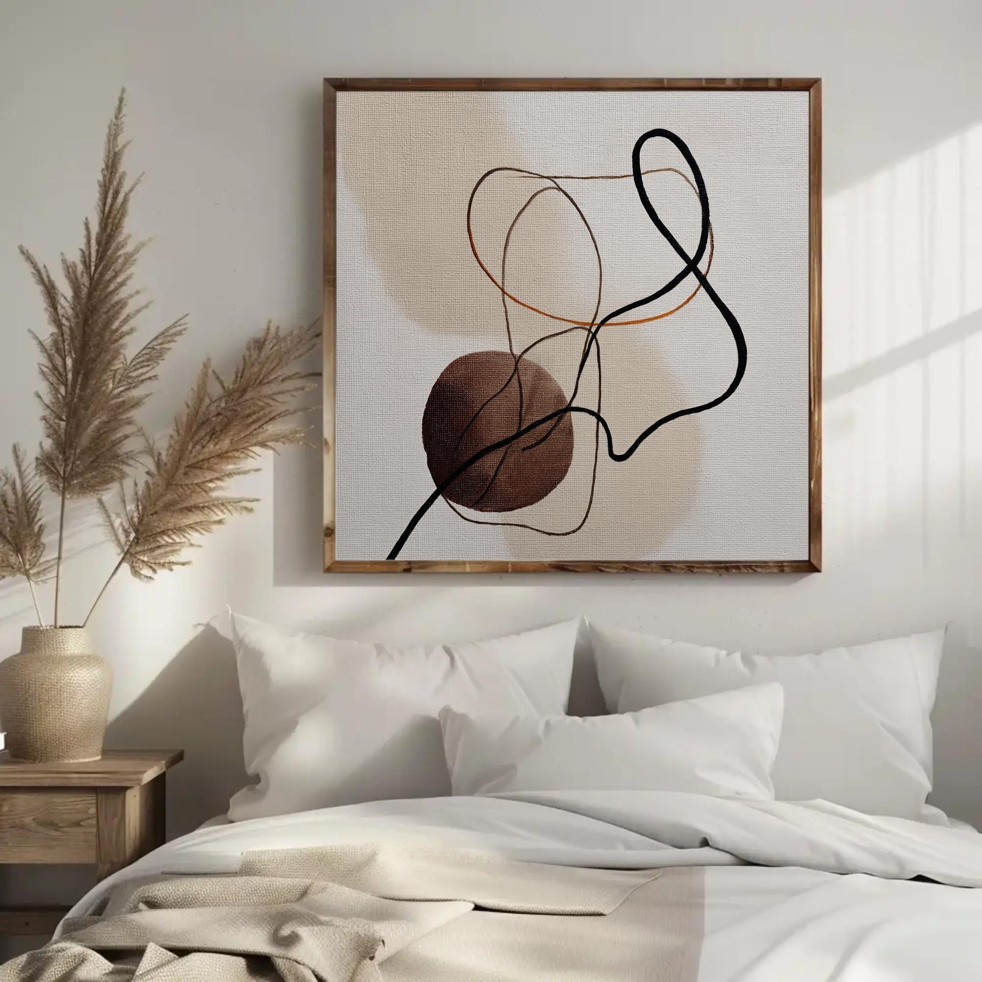 Minimalist Abstract Art | Modern Line Drawing Canvas Print | Japandi Wall Decor | Neutral Earth Tone Print for Office Wall Art – Canvas Print