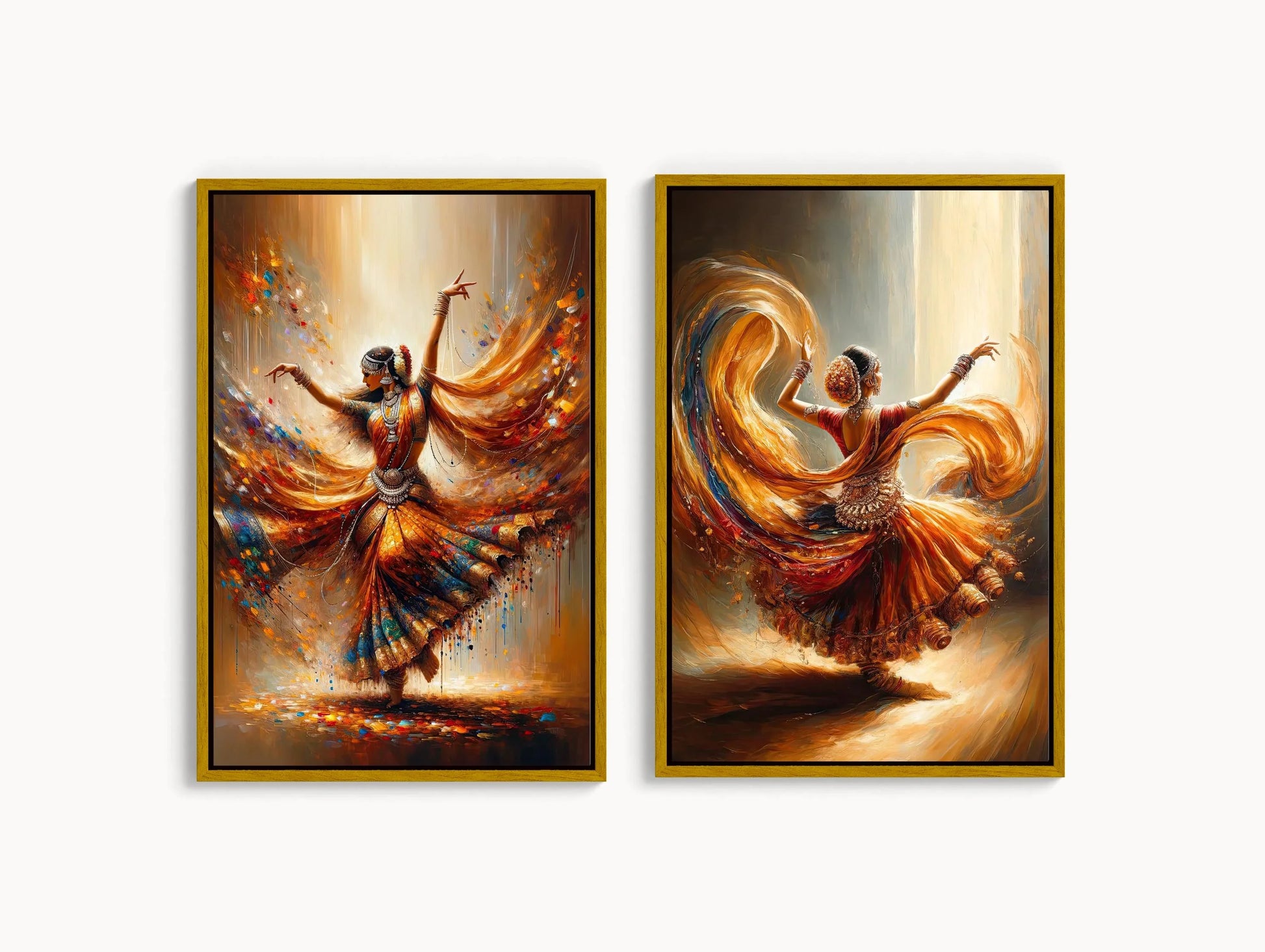 Indian Dance Wall Art Set, Woman Front and Back View Framed Canvas, Traditional Indian Dancer, South Indian Wall Art, Indian Painting Gift Wall Art – Canvas Print