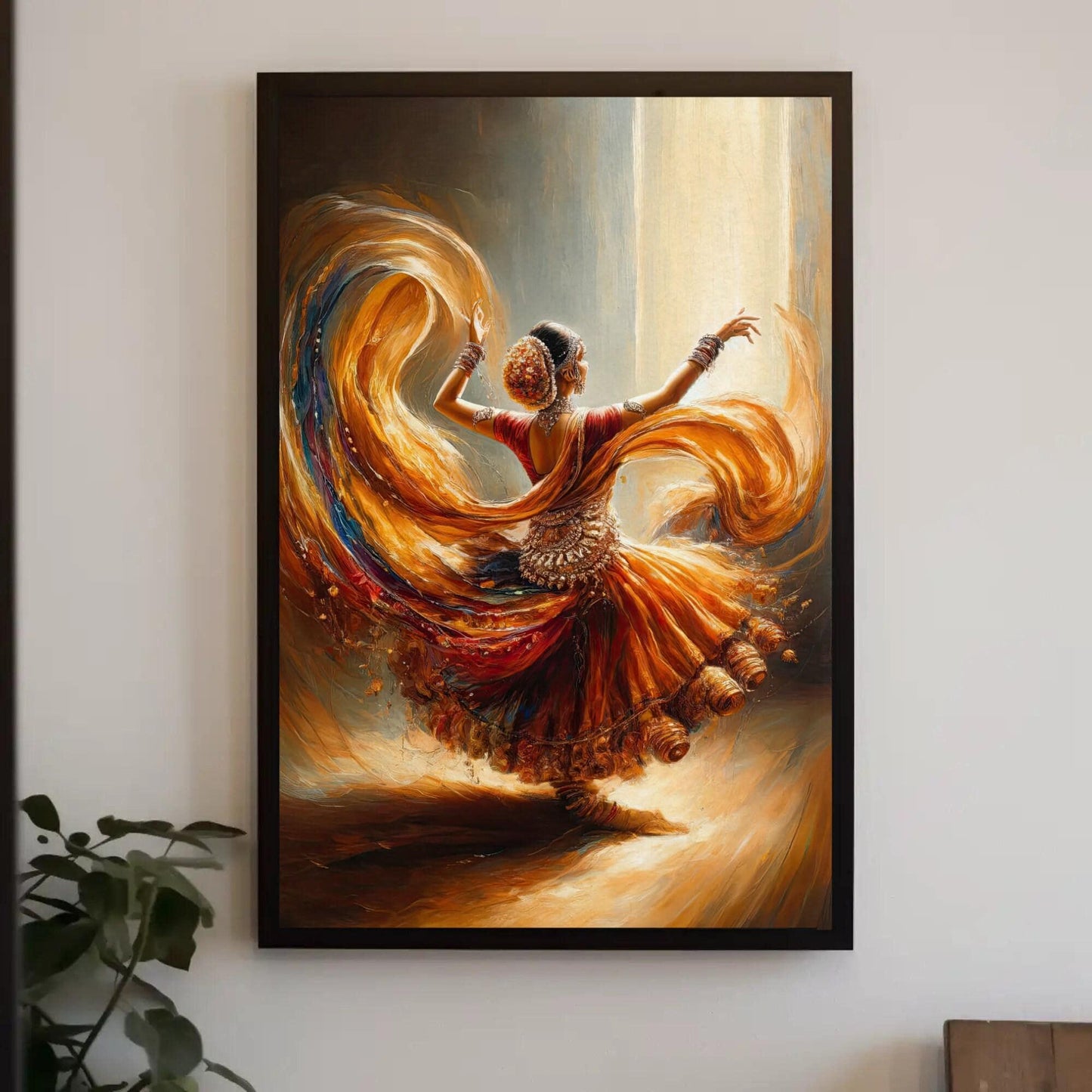 Indian Dance Wall Art Set, Woman Front and Back View Framed Canvas, Traditional Indian Dancer, South Indian Wall Art, Indian Painting Gift Wall Art – Canvas Print