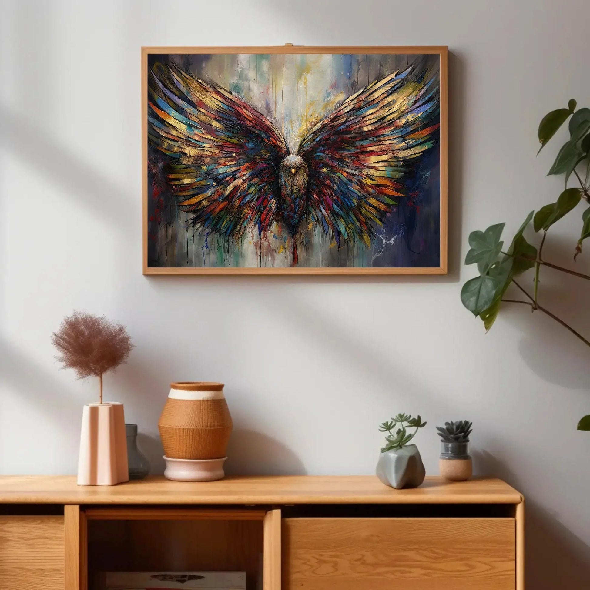 Eagle Wings Colorful Print, Eagle Wings, Wings, Eagle Wings, Abstract Wall Art, Eagle Wings Painting, Large Wall Decor, Ready To Hang Wall Art – Canvas Print