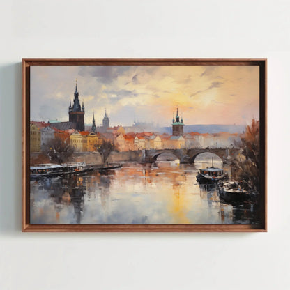 Prague Cityscape Painting Wall Art of Historic Capital City Landscape Art Czech Republic Art Prague Travel Gift Canvas Wall Art Wall Art – Canvas Print