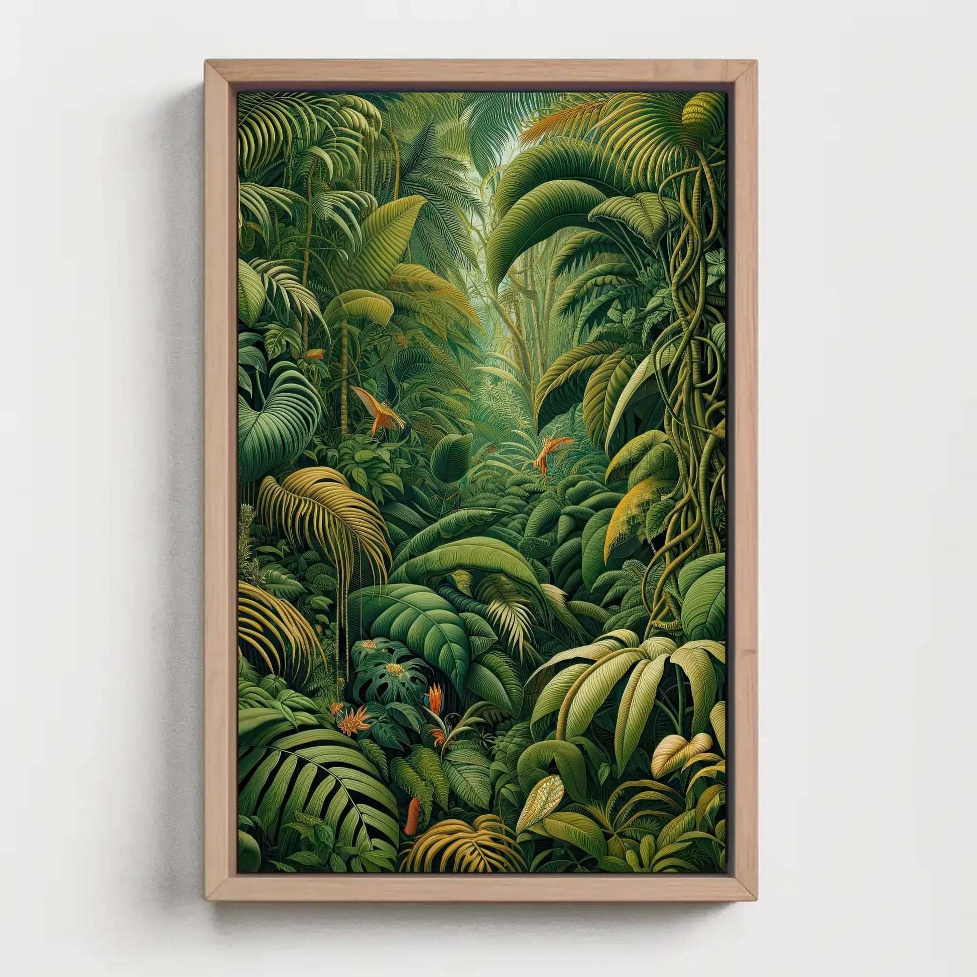 Henri Rousseau Tropical Jungle Oil Painting Floral Wall Art Framed Canvas Print Tropical Decor Green Forest Ready To Hang Wall Art – Canvas Print