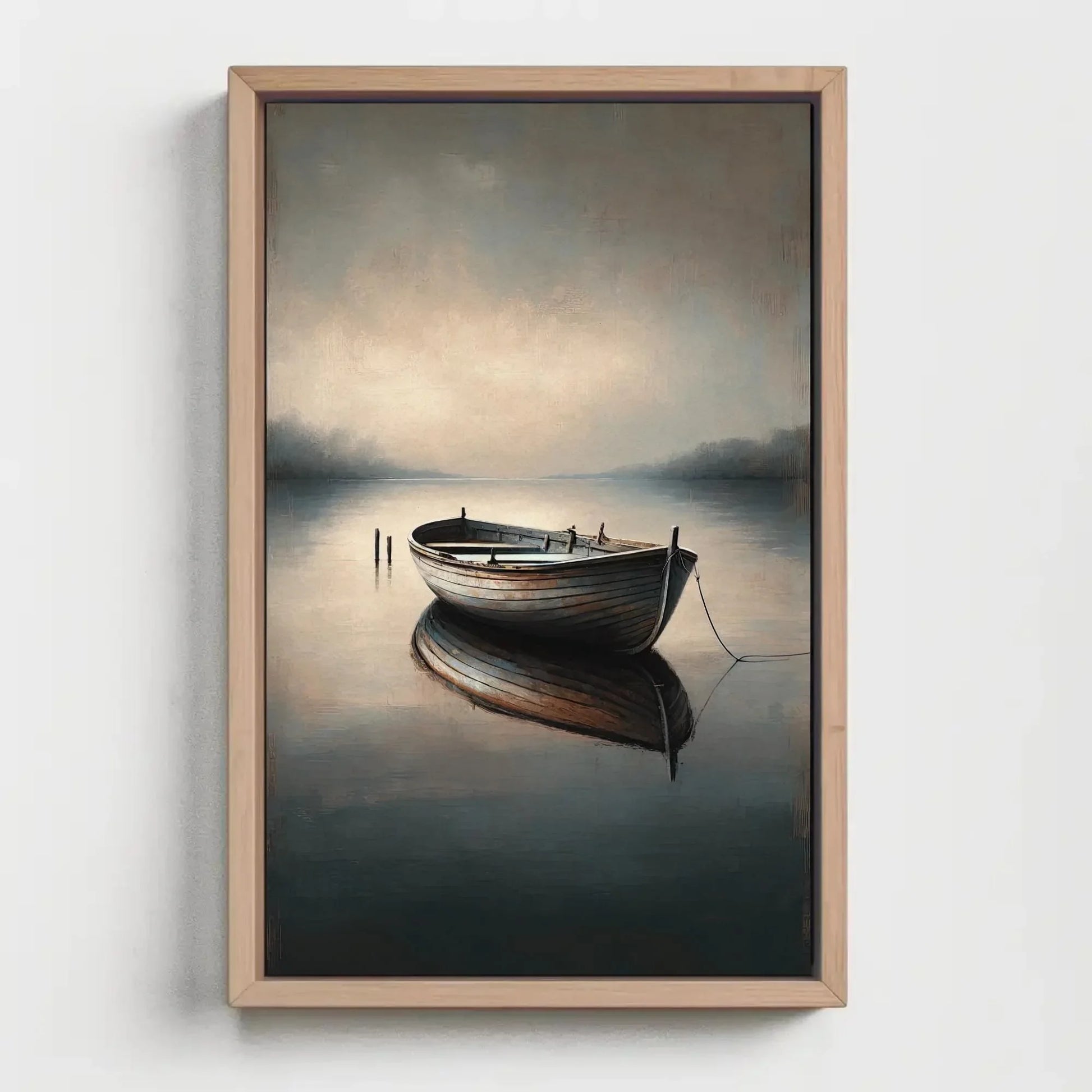 Canvas Print of Boat Painting, Nautical Wall Art for Lodge and Lake House Decor, Cabin Style Canoe Artwork Wall Art – Canvas Print