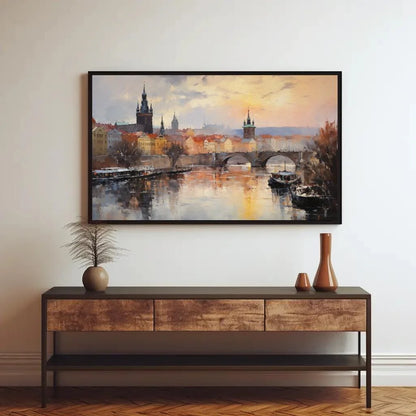 Prague Cityscape Painting Wall Art of Historic Capital City Landscape Art Czech Republic Art Prague Travel Gift Canvas Wall Art Wall Art – Canvas Print