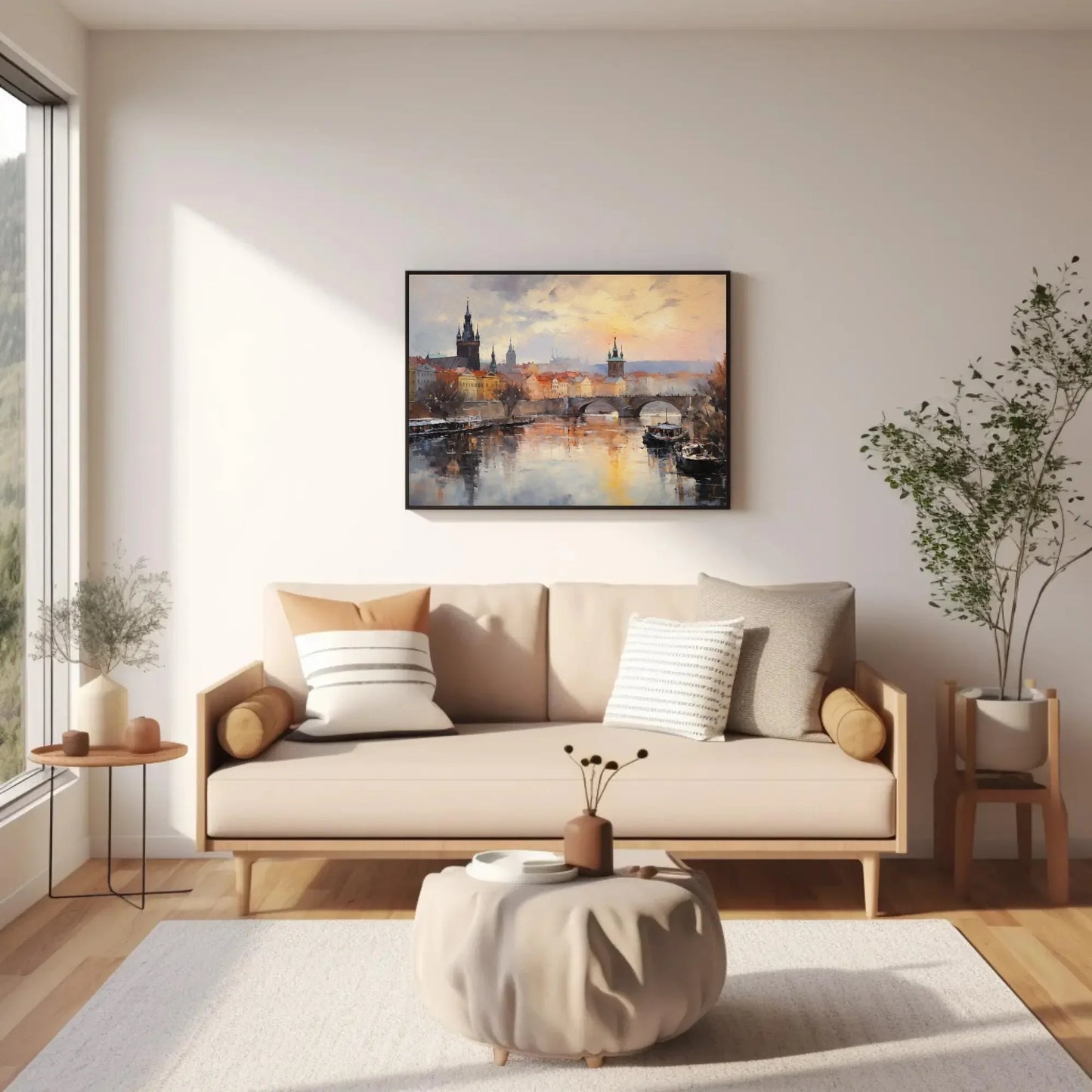 Prague Cityscape Painting Wall Art of Historic Capital City Landscape Art Czech Republic Art Prague Travel Gift Canvas Wall Art Wall Art – Canvas Print