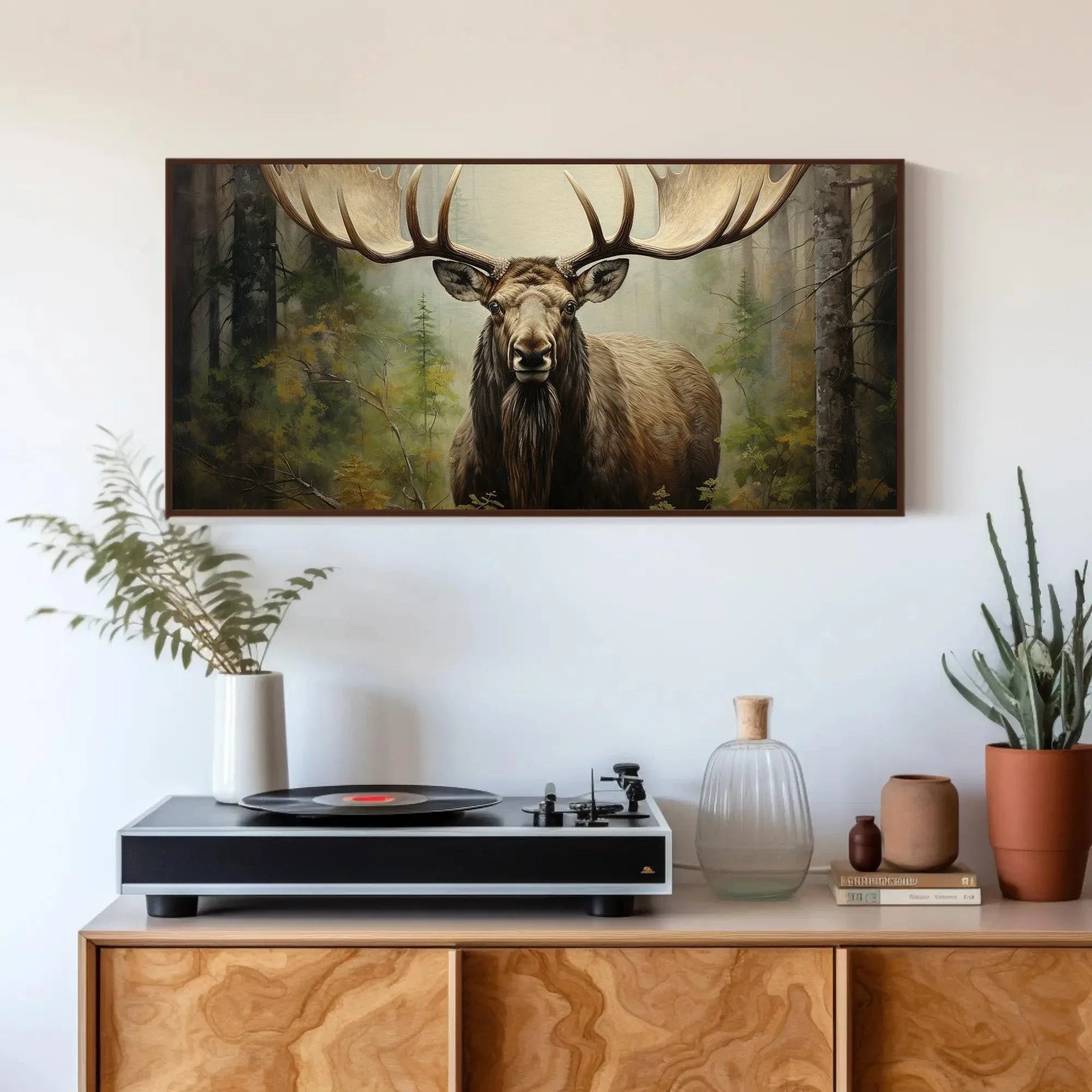 Moose In The Forest Large Canvas Painting Moose With Antlers Canvas Wall Art Moose Wall Art Framed Print Stretched Canvas Ready To Hang Wall Art – Canvas Print