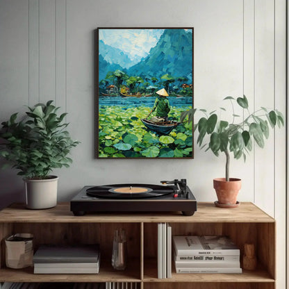 Vietnam River Mountain Landscape Vertical Art, Vietnamese Home Decor, Vietnam Wall Art, Vietnam Travel Print, Vietnam Boat Floating Print Wall Art – Canvas Print