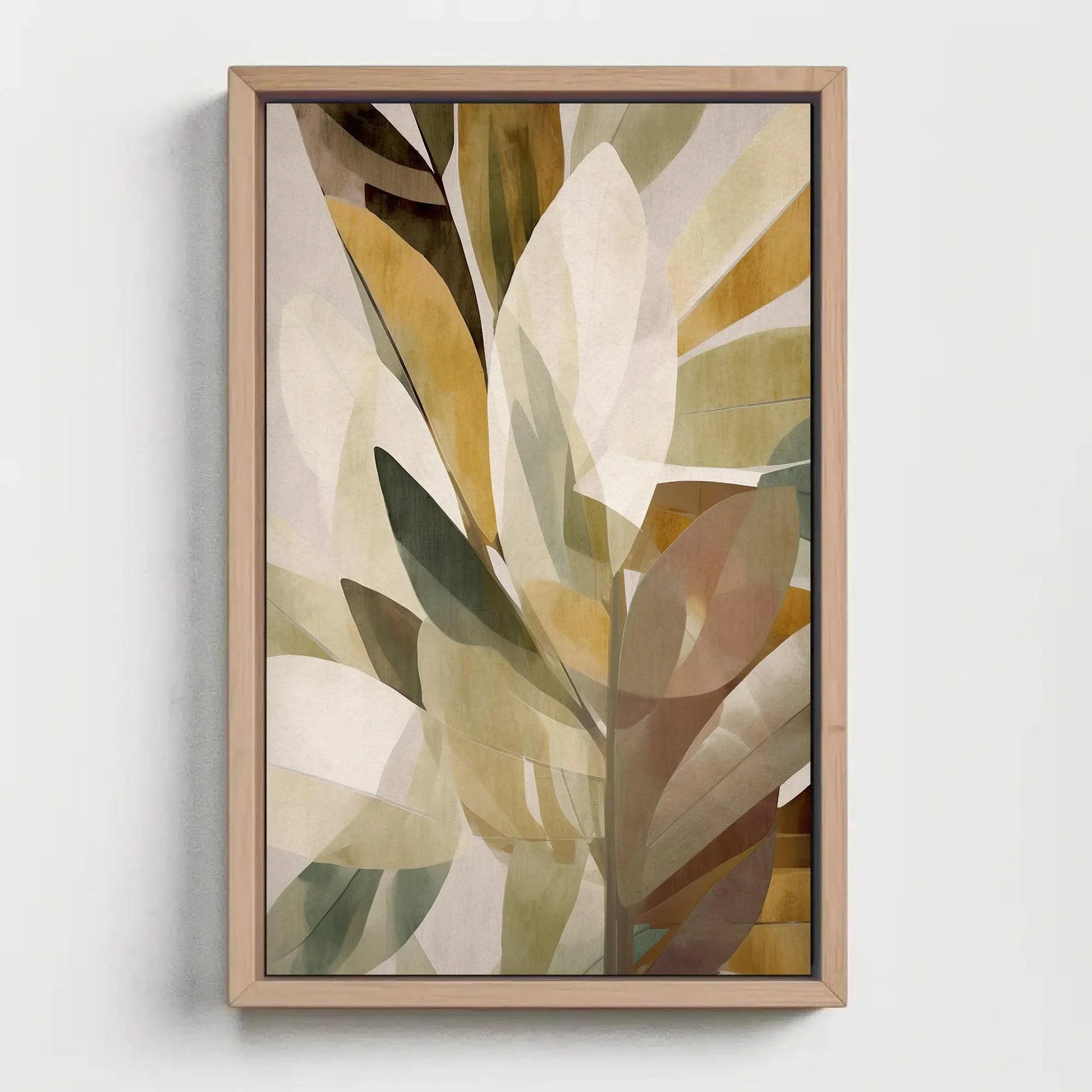 Brown Yellow White Leafs Canvas Abstract Wall Art, Modern Home Decor, Living Room Decor, Boho Canvas Decor Wall Art – Canvas Print