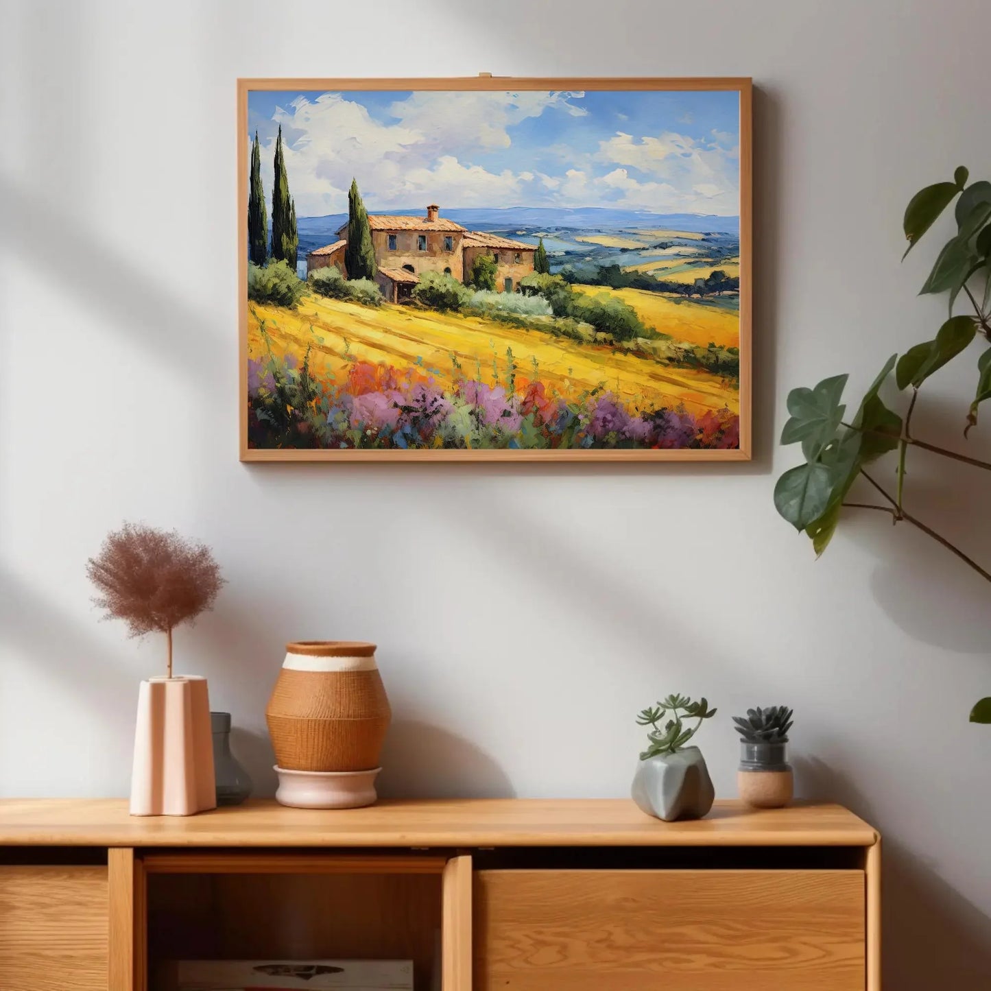 Tuscany Fields Canvas Art Print - Italian Landscape Wall Decor Tuscany Landscape Painting Print - Italian Wall Decor - Ready To Hang Wall Art – Canvas Print