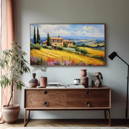 Tuscany Fields Canvas Art Print - Italian Landscape Wall Decor Tuscany Landscape Painting Print - Italian Wall Decor - Ready To Hang Wall Art – Canvas Print