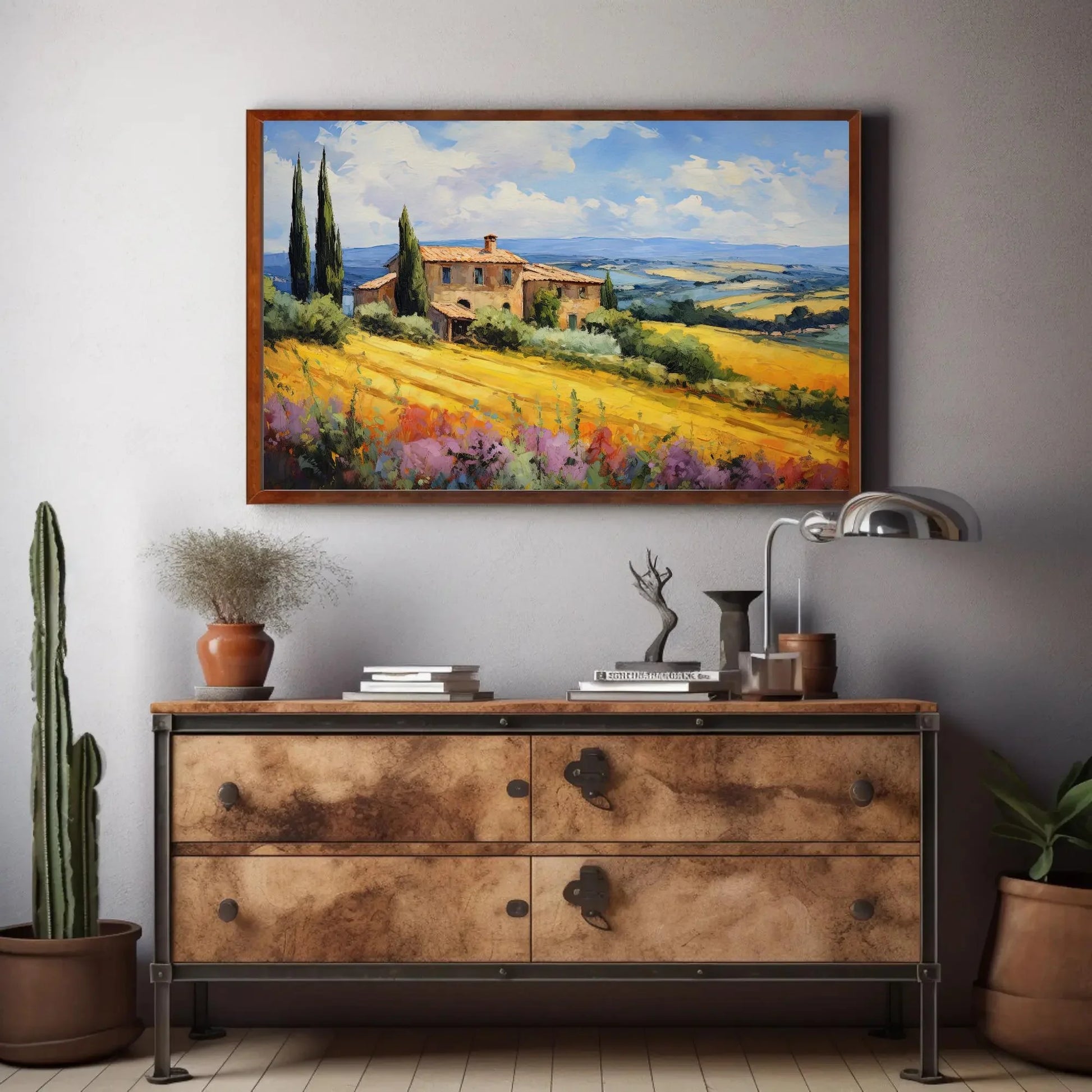 Tuscany Fields Canvas Art Print - Italian Landscape Wall Decor Tuscany Landscape Painting Print - Italian Wall Decor - Ready To Hang Wall Art – Canvas Print