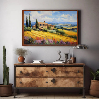 Tuscany Fields Canvas Art Print - Italian Landscape Wall Decor Tuscany Landscape Painting Print - Italian Wall Decor - Ready To Hang Wall Art – Canvas Print