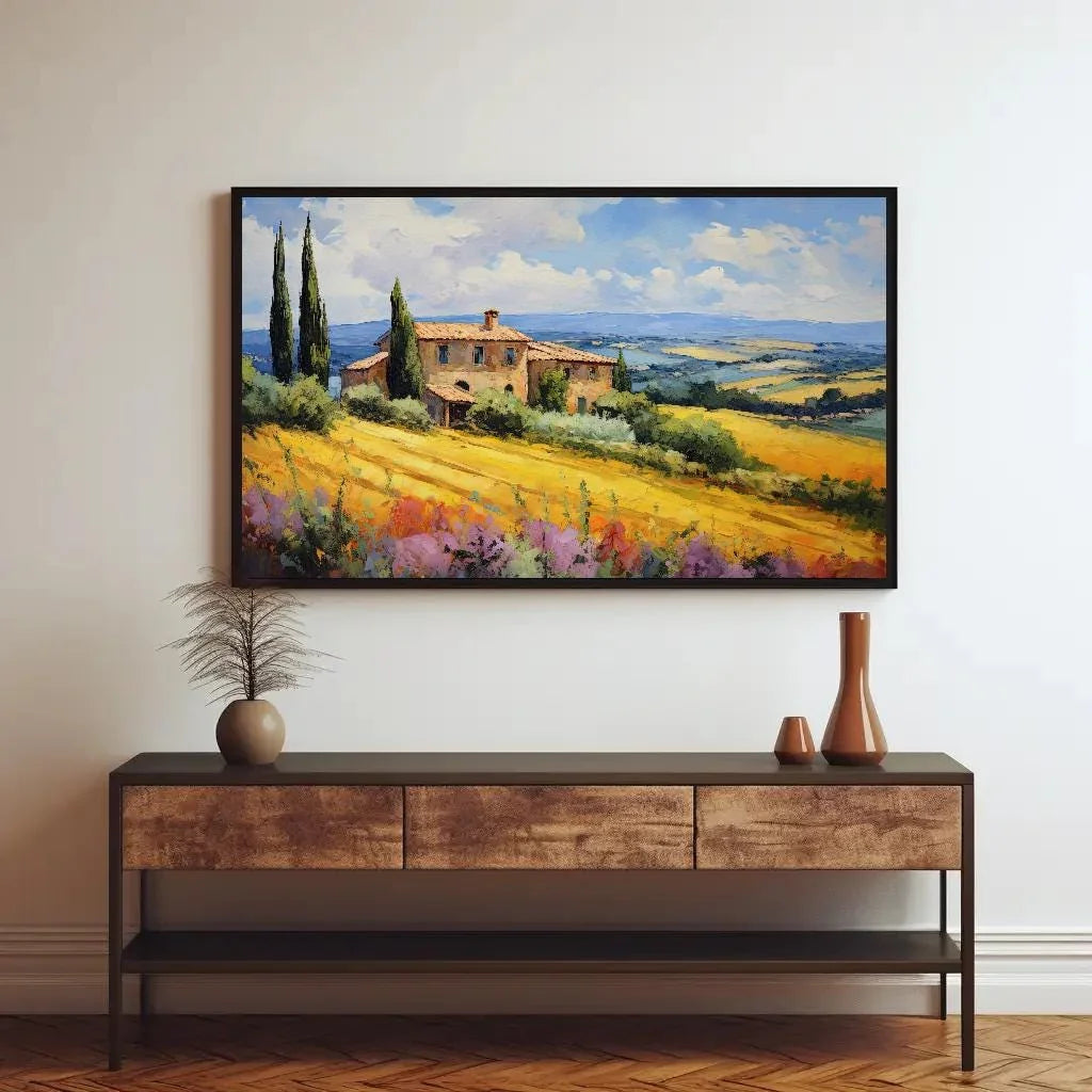 Tuscany Fields Canvas Art Print - Italian Landscape Wall Decor Tuscany Landscape Painting Print - Italian Wall Decor - Ready To Hang Wall Art – Canvas Print