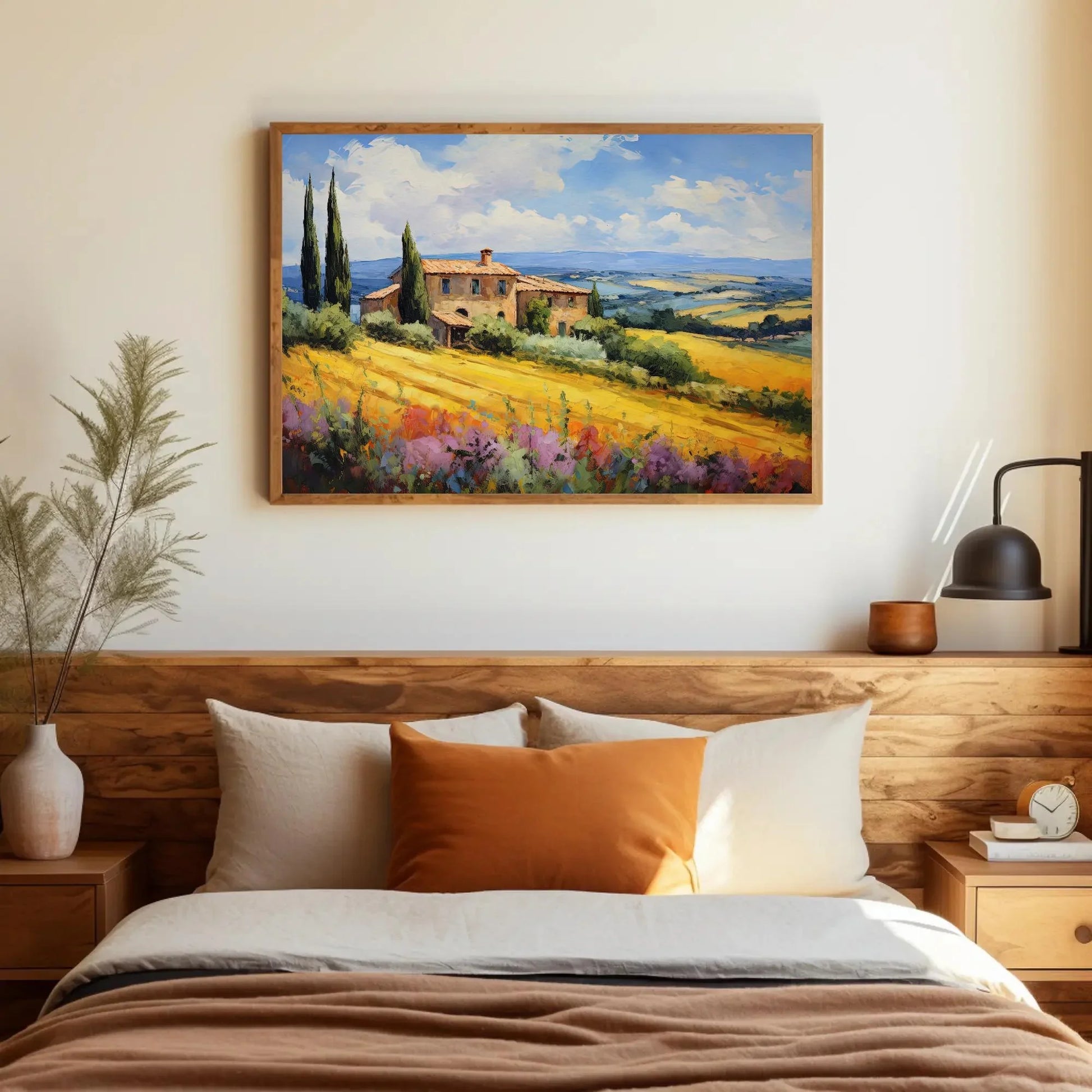 Tuscany Fields Canvas Art Print - Italian Landscape Wall Decor Tuscany Landscape Painting Print - Italian Wall Decor - Ready To Hang Wall Art – Canvas Print
