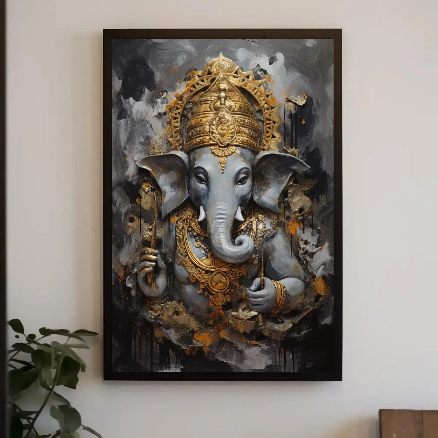 Ganesh ji Wall Art on Canvas, Hindu Wall Art, Ganesha Framed Print, Stretched Canvas, Ready To Hang, Indian God Decor Wall Art – Canvas Print