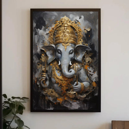 Ganesh ji Wall Art on Canvas, Hindu Wall Art, Ganesha Framed Print, Stretched Canvas, Ready To Hang, Indian God Decor Wall Art – Canvas Print