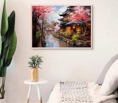 Kyoto Wall Art, Large Canvas Print, Kyoto Poster, Kyoto Painting, Kyoto city Print, Japan Travel Art, Japanese Gift, Japanese Painting Wall Art – Canvas Print