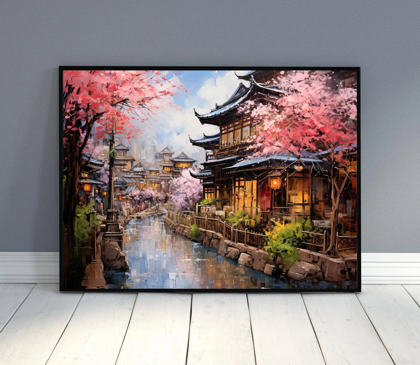 Kyoto Wall Art, Large Canvas Print, Kyoto Poster, Kyoto Painting, Kyoto city Print, Japan Travel Art, Japanese Gift, Japanese Painting Wall Art – Canvas Print