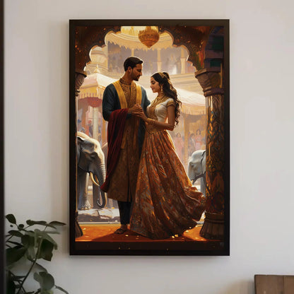 Indian Marriage Indian Couple Wall Art | Extra-large Wall Art | Desi Art | South Asian Art I Indian Art | Indian Couple Gift | Antarmada Art Wall Art – Canvas Print