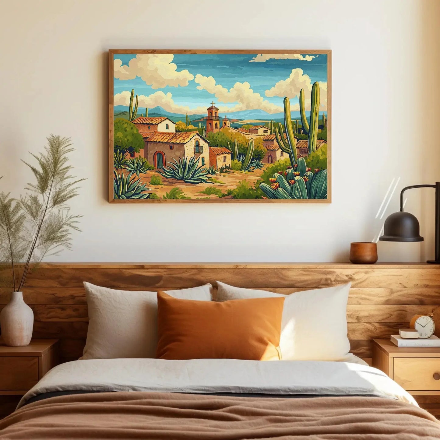 Mexican Desert Town Print | Mexican Painting | Canvas Wall Art | Mexico Home Decor | Mexico Wall Art | Mexican Art | Ready to Hang Wall Art – Canvas Print