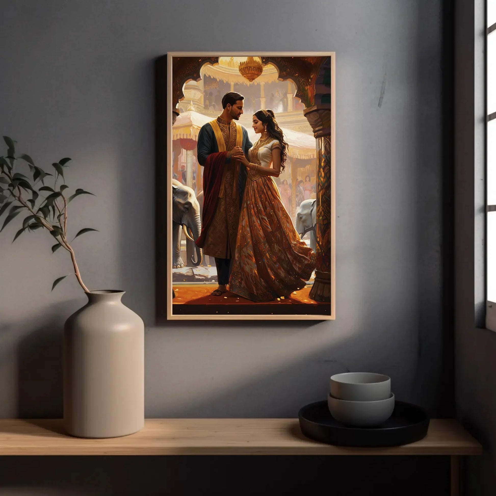 Indian Marriage Indian Couple Wall Art | Extra-large Wall Art | Desi Art | South Asian Art I Indian Art | Indian Couple Gift | Antarmada Art Wall Art – Canvas Print