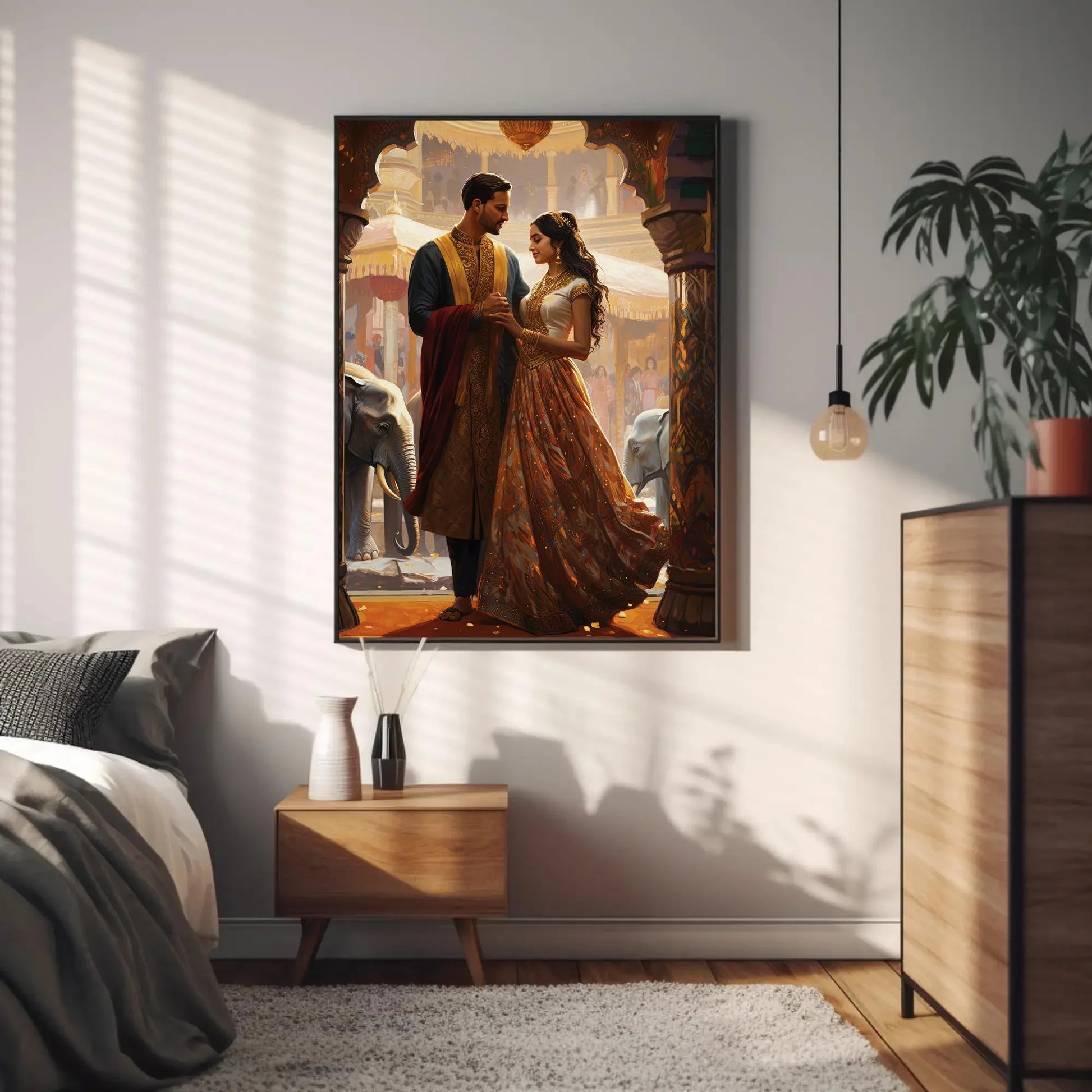 Indian Marriage Indian Couple Wall Art | Extra-large Wall Art | Desi Art | South Asian Art I Indian Art | Indian Couple Gift | Antarmada Art Wall Art – Canvas Print