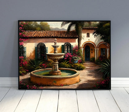 Mexican Villa Art Print, Mexican Painting, Mexican Art Canvas, Mexican Decor, Home Decor, Mexico Wall Art Print, Mexican Living Room Decor Wall Art – Canvas Print