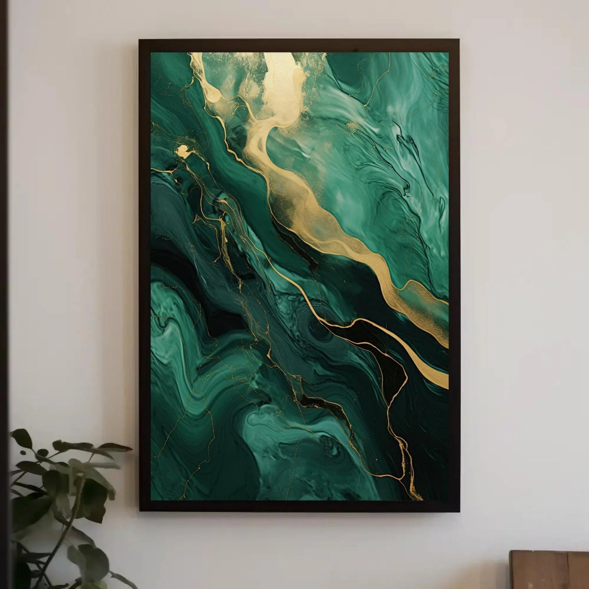 Green Gold Marble Large Canvas Wall Art, Abstract Emerald Green And Gold Marble Wall Decor, Emerald Abstract, Modern Artwork, Ready To Hang Wall Art – Canvas Print