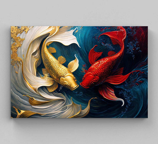 Colorful Koi Fish Oil Painting on Canvas - Fish Paintings - Koi Fish Wall Decor - Abstract Art - Koi Fish Canvas Print - Colorful Wall Art Wall Art – Canvas Print