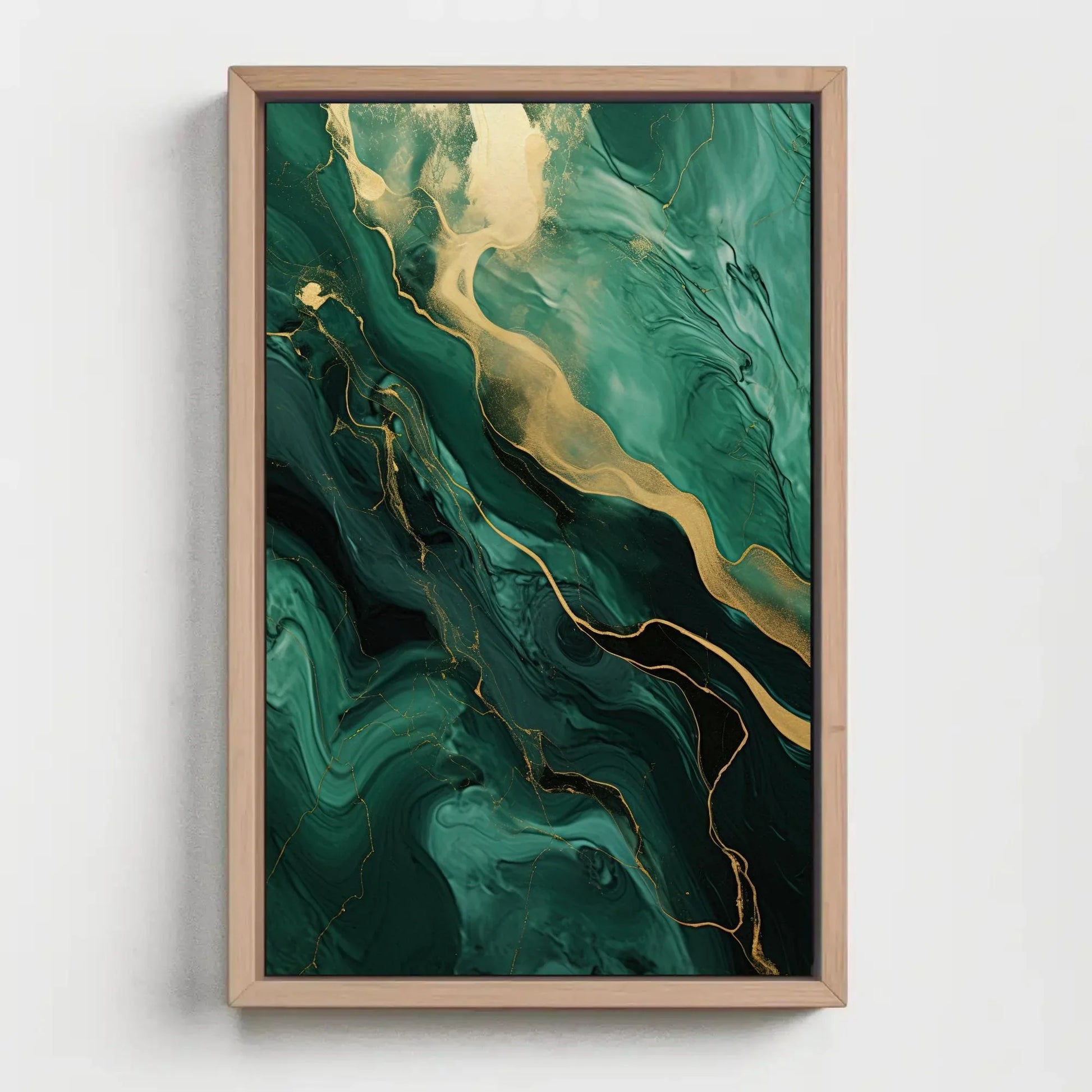 Green Gold Marble Large Canvas Wall Art, Abstract Emerald Green And Gold Marble Wall Decor, Emerald Abstract, Modern Artwork, Ready To Hang Wall Art – Canvas Print