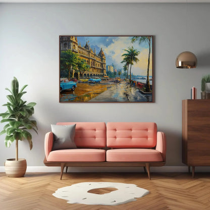 Mumbai Costal Canvas Print, Mumbai Painting, Indian Wall Decor, Bombay Painting, Over the bed decor, Ready To Hang Wall Art – Canvas Print