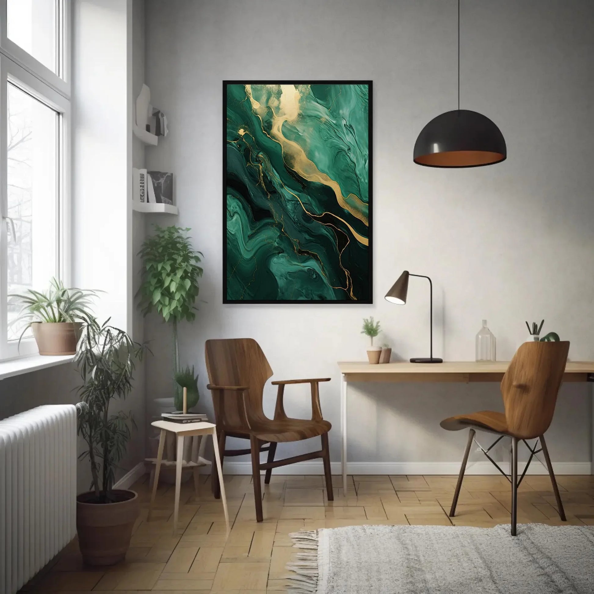 Green Gold Marble Large Canvas Wall Art, Abstract Emerald Green And Gold Marble Wall Decor, Emerald Abstract, Modern Artwork, Ready To Hang Wall Art – Canvas Print