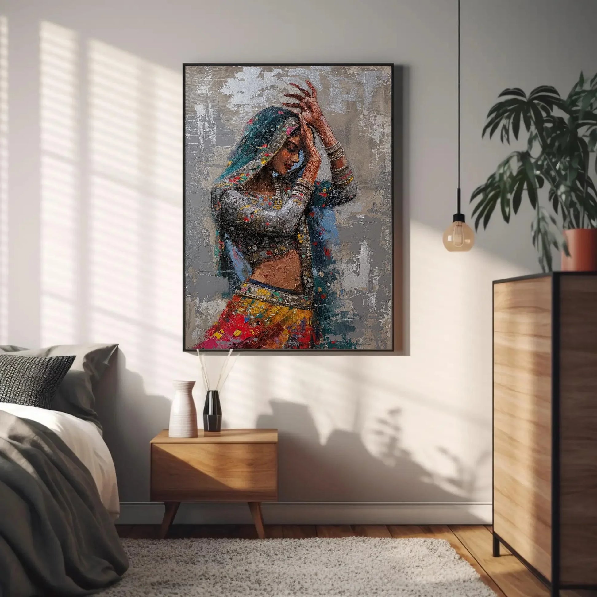 Rajasthani Woman Canvas Print - Indian Woman Art - Indian Painting for Wall Decor Ready to Hang - Housewarming Gift - Living Room Art Gift Wall Art – Canvas Print
