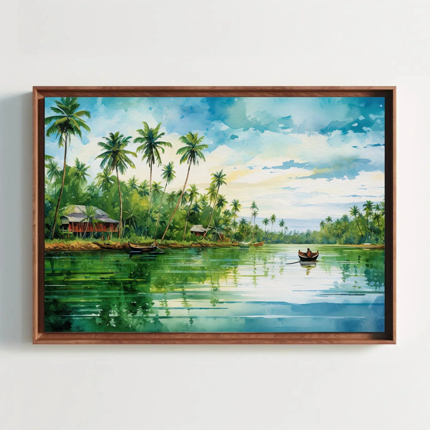 Kerala Landscape Painting - Modern South Indian Artwork for Desi Decor - India Inspired South Indian Artwork Wall Art – Canvas Print