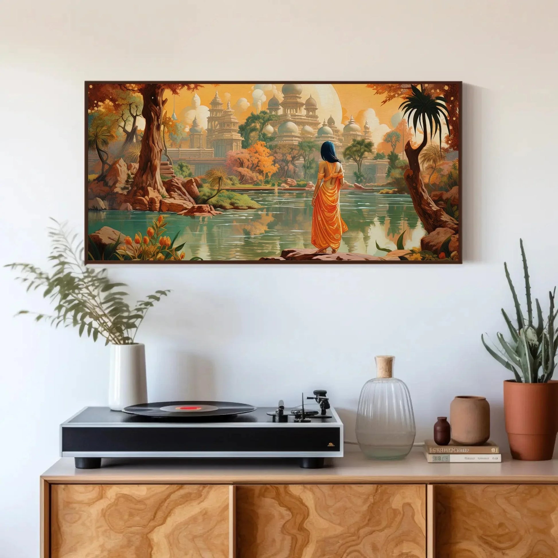 Beautiful Indian Fantasy City Modern Print | Extra-large Wall Art | Desi Art | South Asian Art I Indian Art | Canvas Print | Antarmada Art Wall Art – Canvas Print