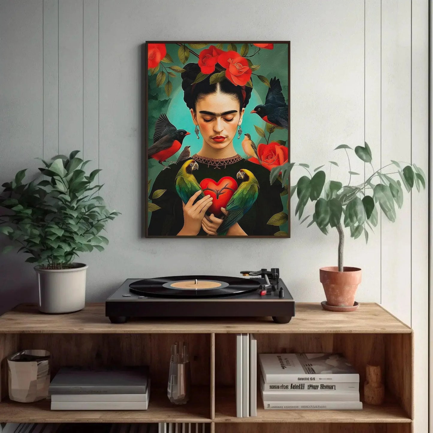 Frida Kahlo Heart Print - Large Canvas Frida Kahlo Painting - Mexican Wall Art - Ready To Hang - Mexico Art - Gift For Her Wall Art – Canvas Print