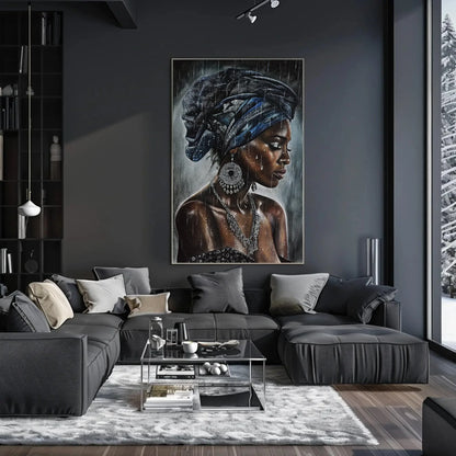 Exotic African Beauty in Rain Canvas Painting, Framed Print, Bohemian and African Decor, Ready to Hang, Living Room or Bedroom Decor Wall Art – Canvas Print