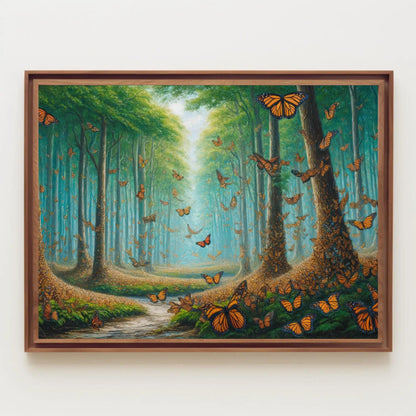 Monarch Butterfly Biosphere Reserve Canvas Painting, Mexico Framed Print, Mexican Nature Art, Ideal for Living Room, Bedroom, Office Decor Wall Art – Canvas Print
