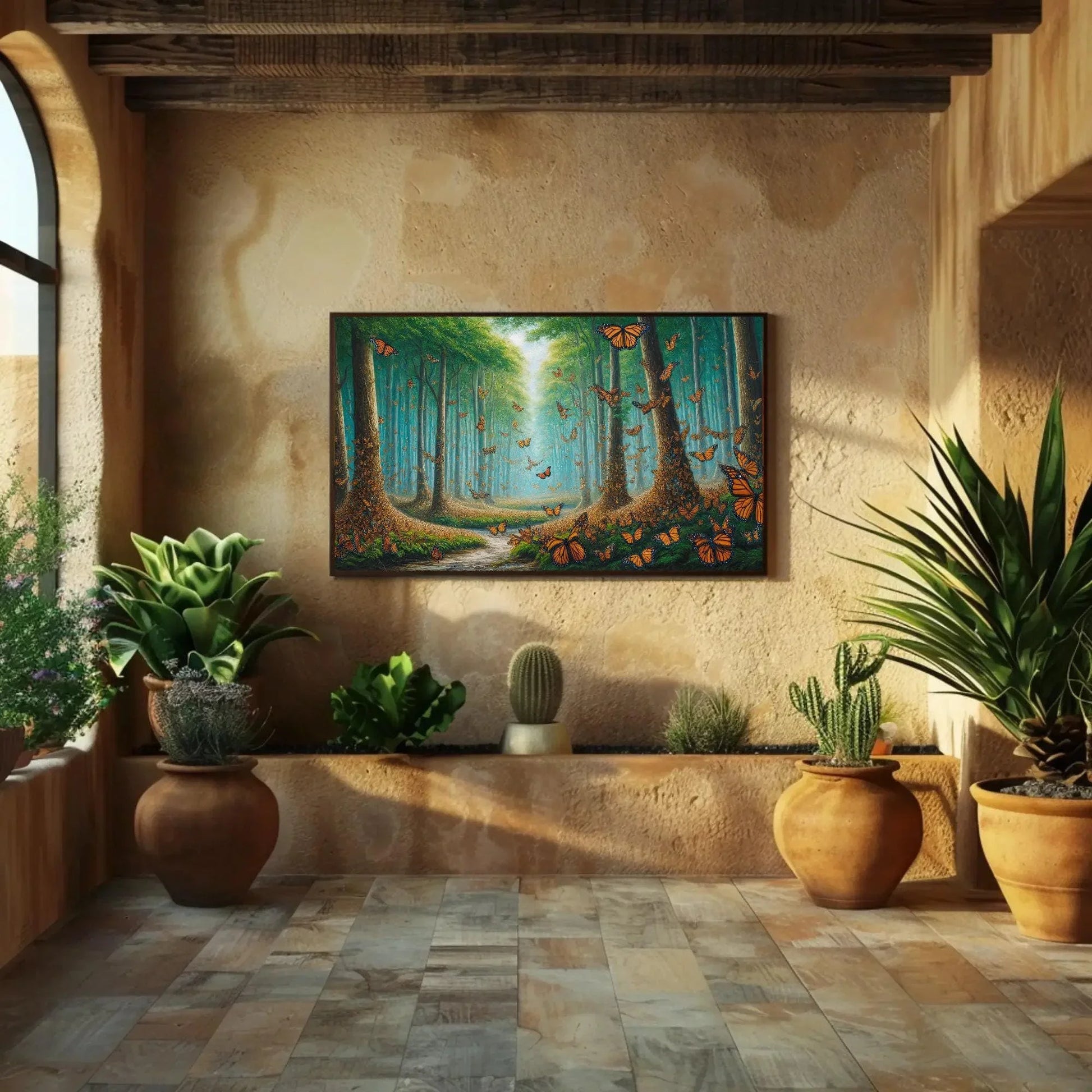 Monarch Butterfly Biosphere Reserve Canvas Painting, Mexico Framed Print, Mexican Nature Art, Ideal for Living Room, Bedroom, Office Decor Wall Art – Canvas Print