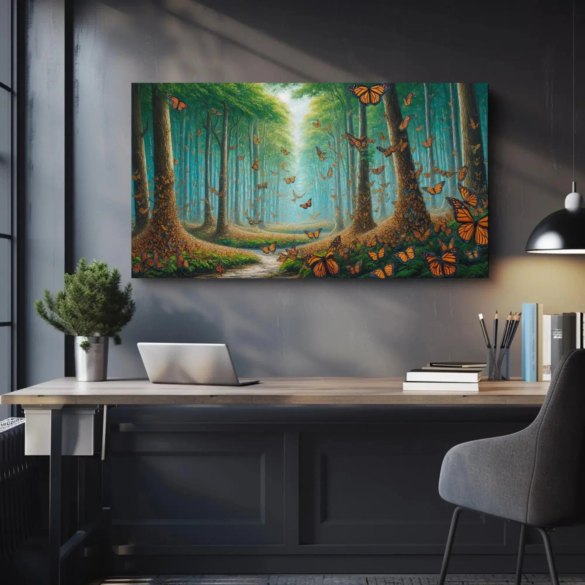 Monarch Butterfly Biosphere Reserve Canvas Painting, Mexico Framed Print, Mexican Nature Art, Ideal for Living Room, Bedroom, Office Decor Wall Art – Canvas Print