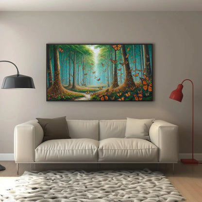 Monarch Butterfly Biosphere Reserve Canvas Painting, Mexico Framed Print, Mexican Nature Art, Ideal for Living Room, Bedroom, Office Decor Wall Art – Canvas Print