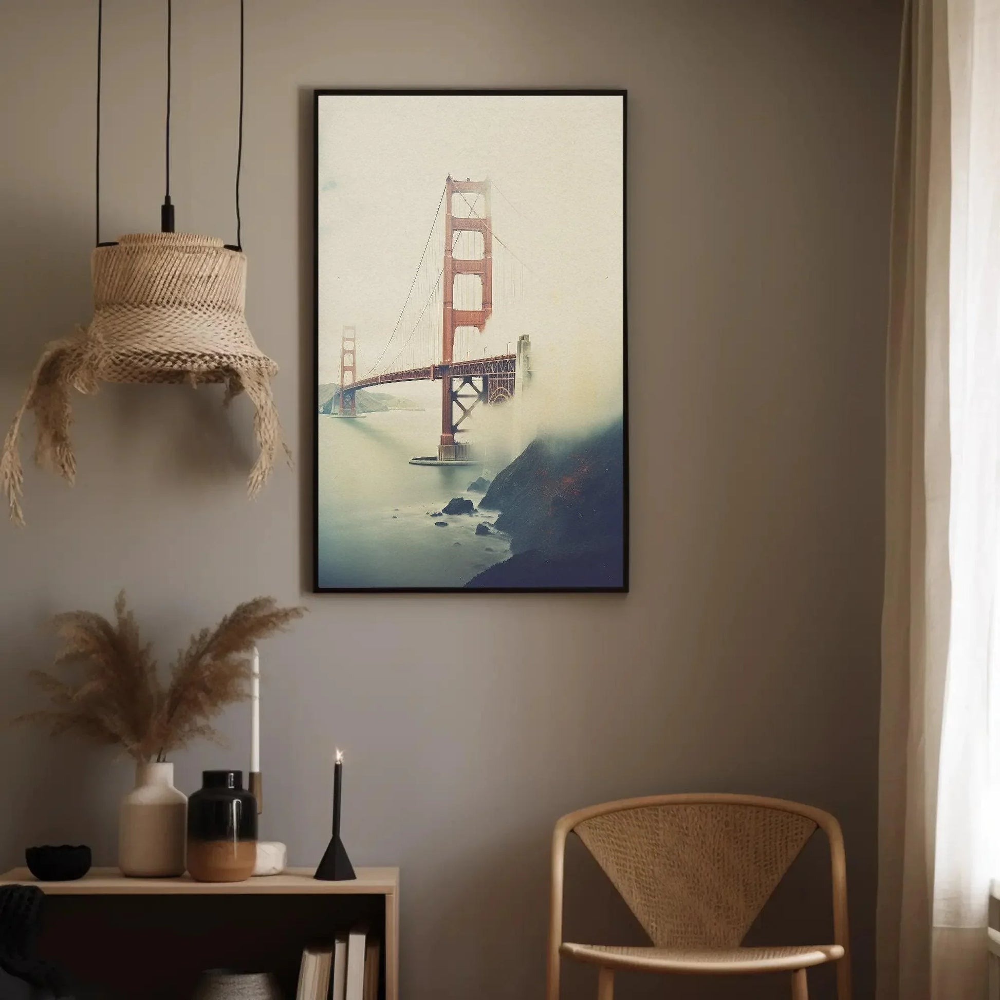 Golden Gate Vintage Large Canvas Print, Bridge Photography, San Francisco Bridge, Golden Gate Vertical Art, Ready To Hang Wall Art – Canvas Print