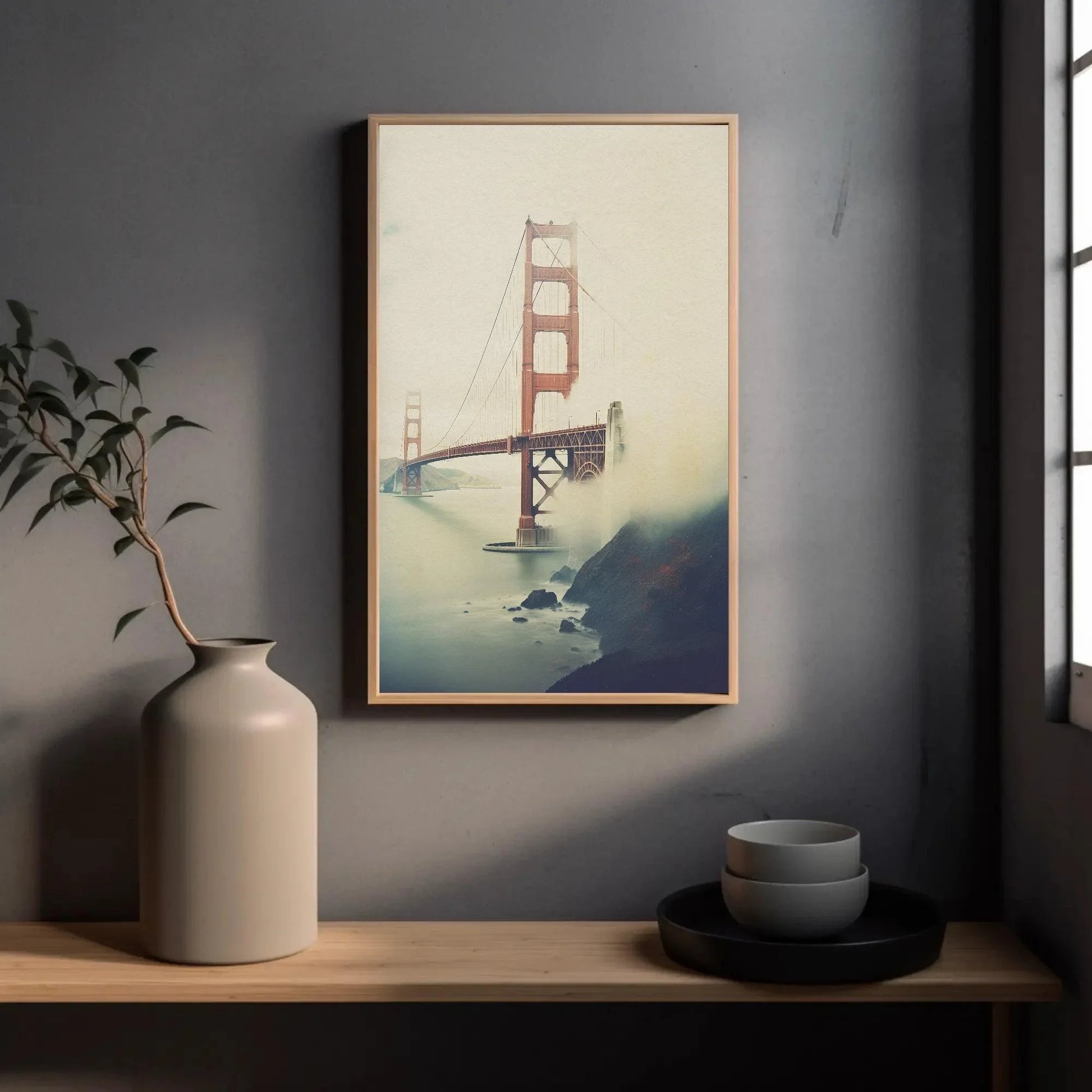 Golden Gate Vintage Large Canvas Print, Bridge Photography, San Francisco Bridge, Golden Gate Vertical Art, Ready To Hang Wall Art – Canvas Print