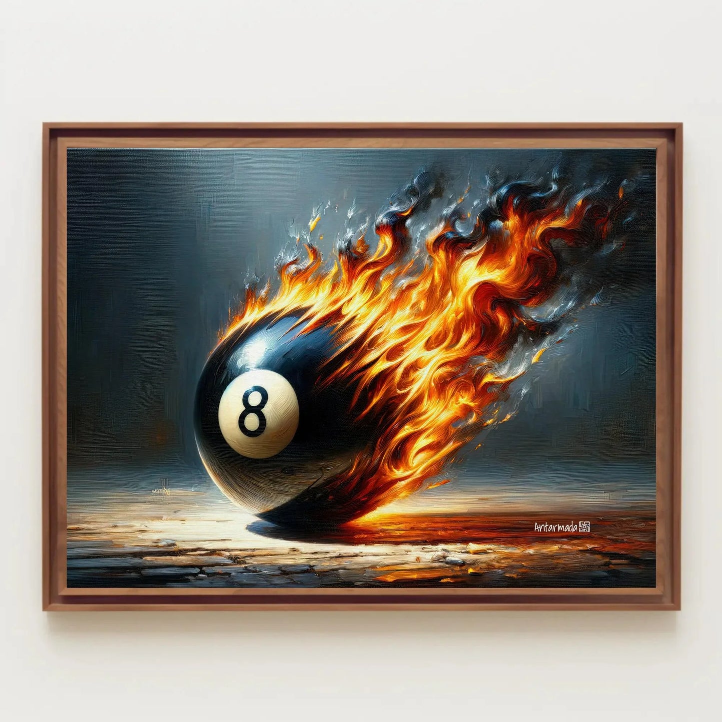 Pool Game Room Decor, Meteor 8 Ball Canvas Painting, Man Cave Decor, Game room Wall Art, Framed Print, Ready To Hang Wall Art – Canvas Print