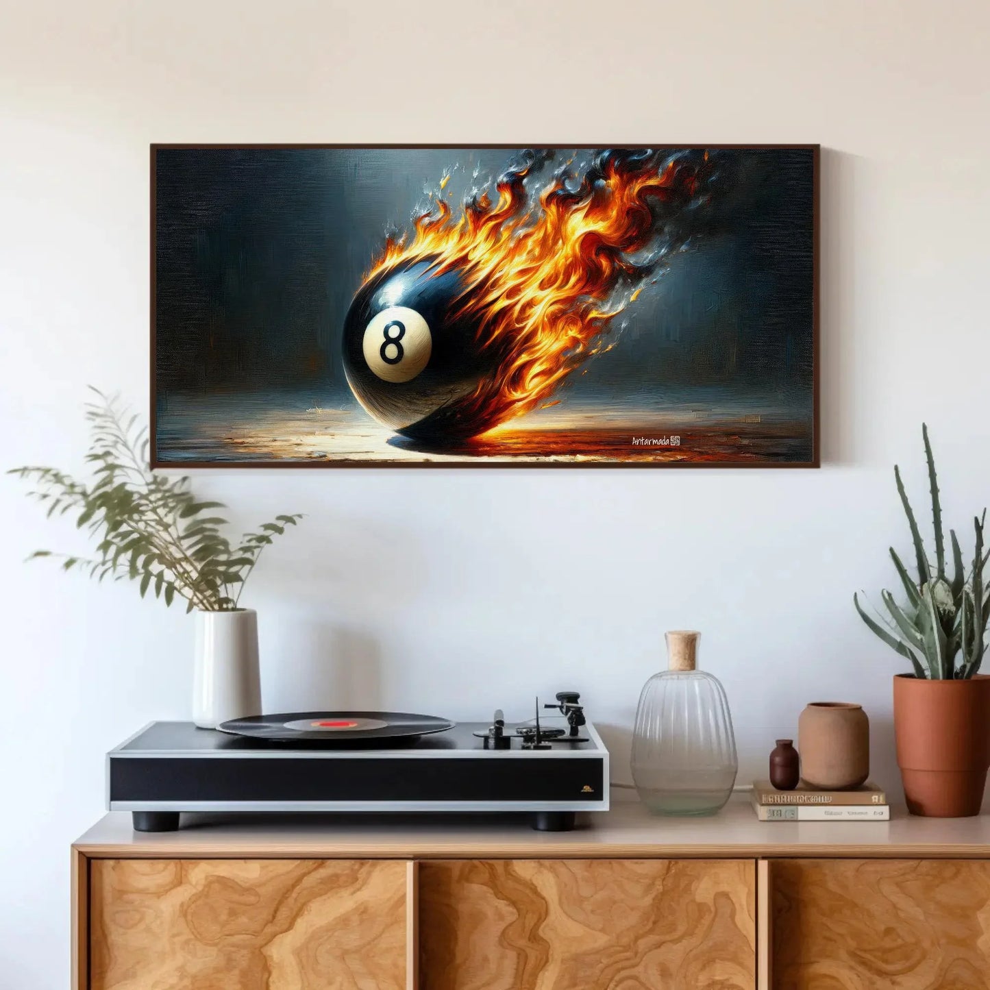 Pool Game Room Decor, Meteor 8 Ball Canvas Painting, Man Cave Decor, Game room Wall Art, Framed Print, Ready To Hang Wall Art – Canvas Print