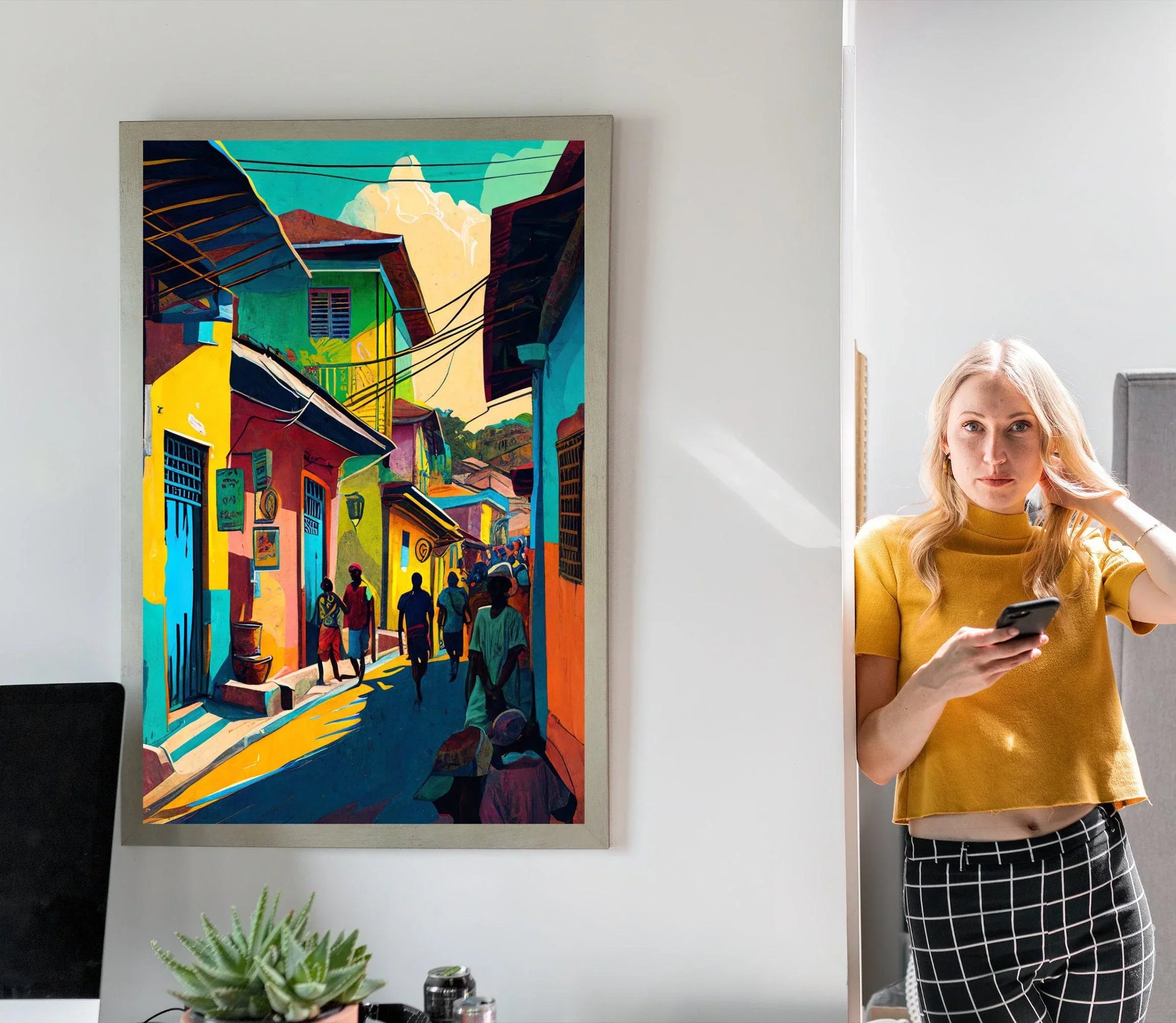 Street of Haiti Painting, Haitian Art, Haitian Oil Painting, Haitian Art Prints, Haitian Home Decor, Haitian Print, Wall Art Wall Art – Canvas Print
