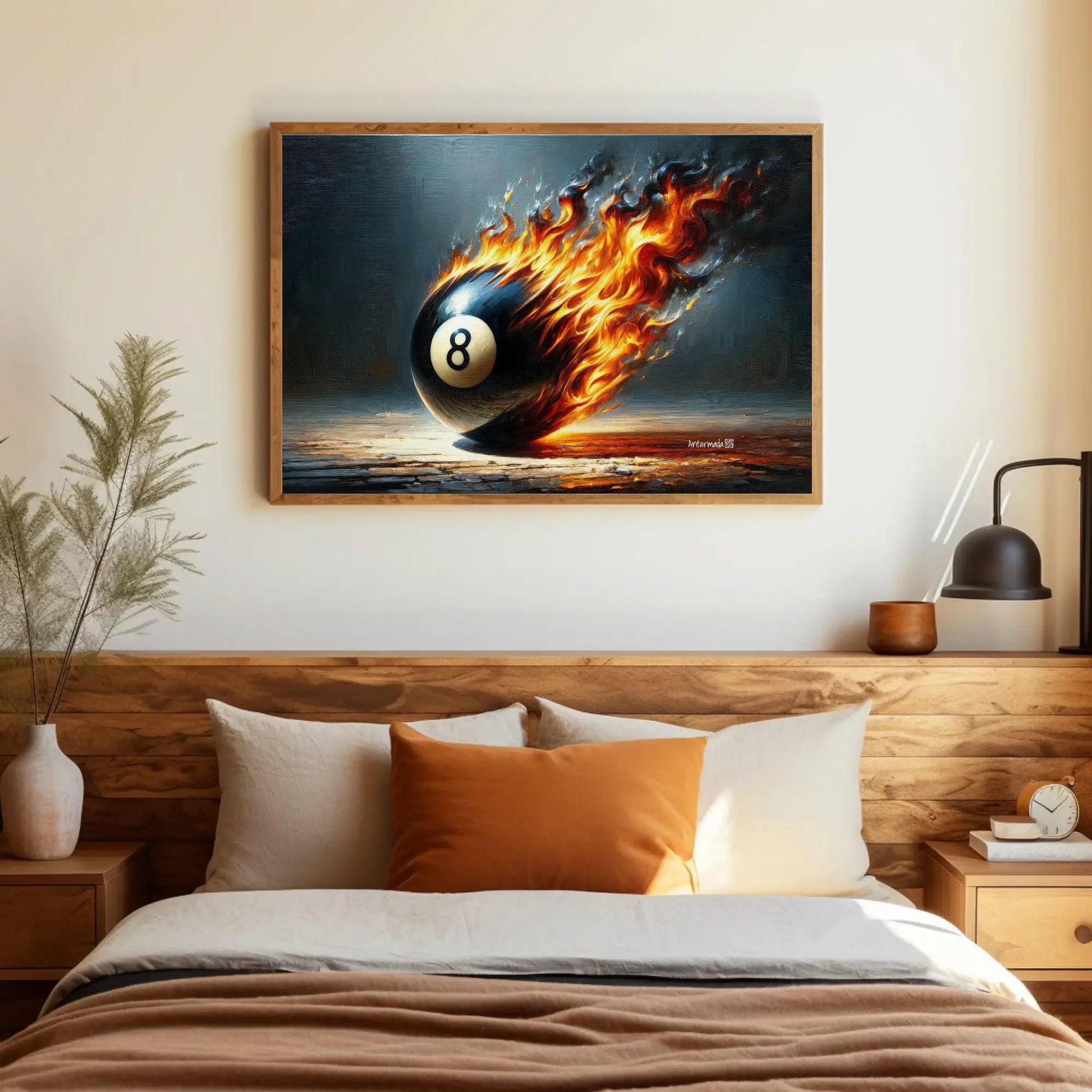 Pool Game Room Decor, Meteor 8 Ball Canvas Painting, Man Cave Decor, Game room Wall Art, Framed Print, Ready To Hang Wall Art – Canvas Print